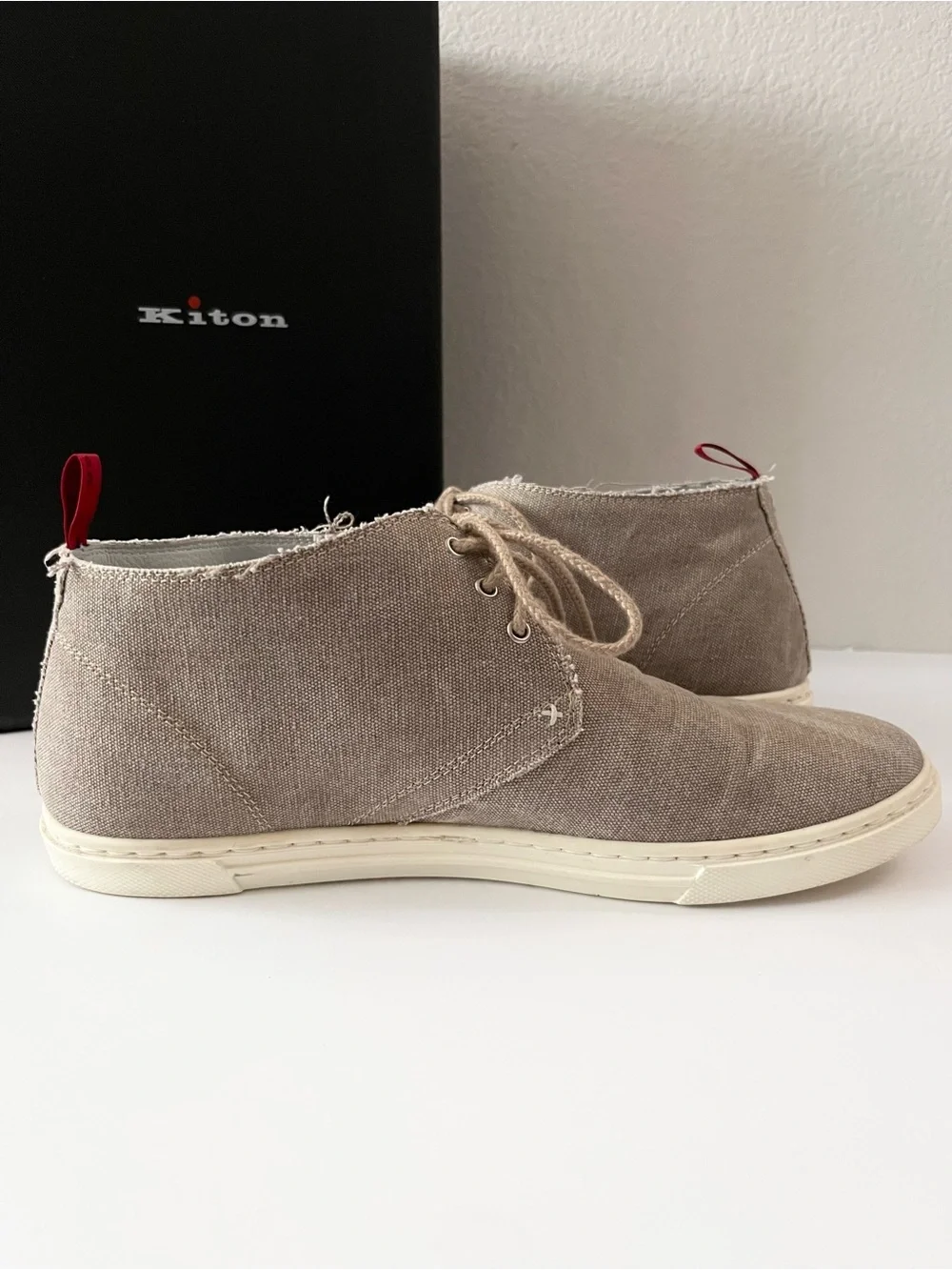Kiton linen lace up chukka sneakers